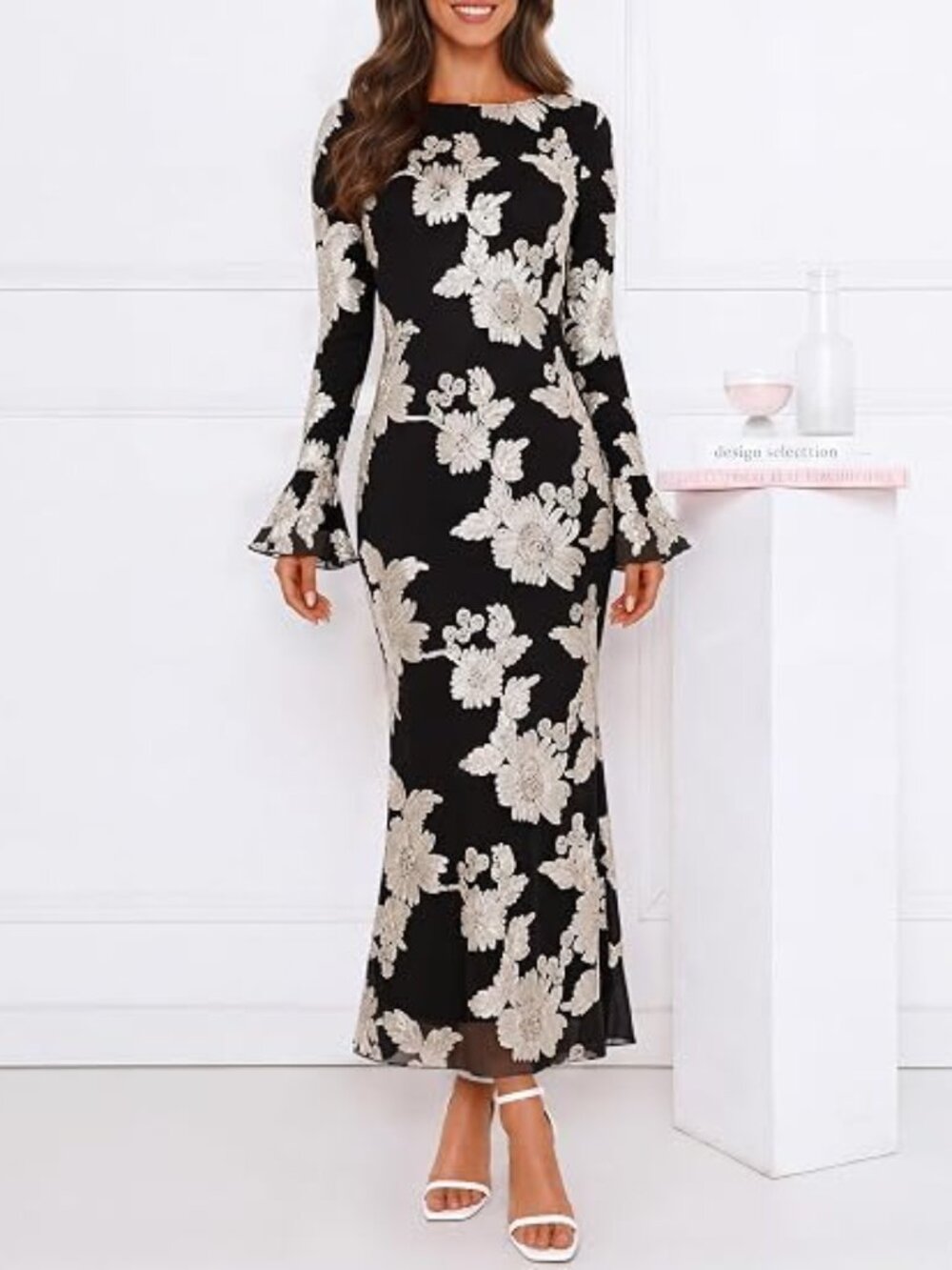 Women's Floral Wedding Guest Cocktail Maxi Dress